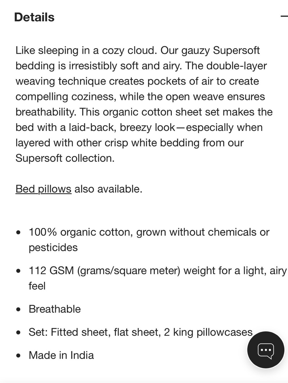 Crate & Barrel Organic Cotton Gauze King Sheet Set Crisp White Muslin Bedding - Picture 5 of 8